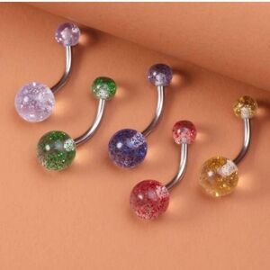 Colorful Glitter Belly Button Rings